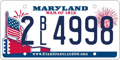 MD license plate 2BL4998