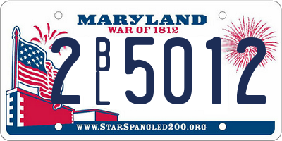 MD license plate 2BL5012