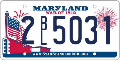 MD license plate 2BL5031