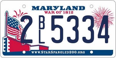 MD license plate 2BL5334