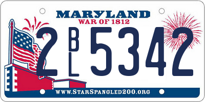 MD license plate 2BL5342