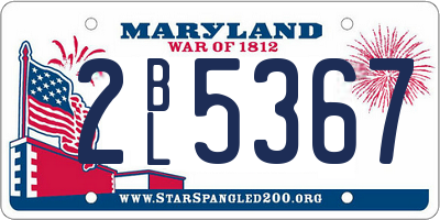 MD license plate 2BL5367