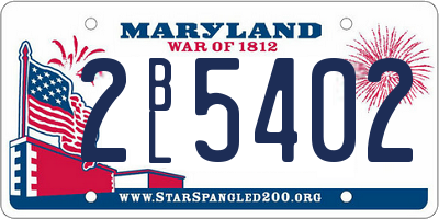 MD license plate 2BL5402