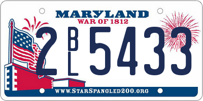MD license plate 2BL5433