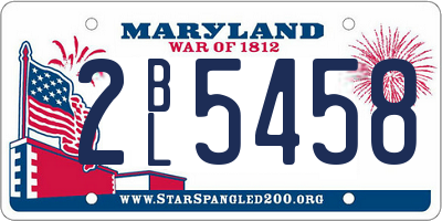 MD license plate 2BL5458