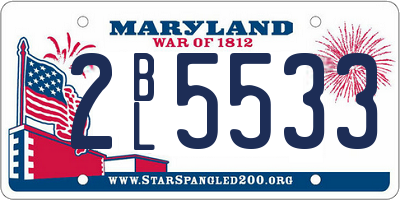 MD license plate 2BL5533