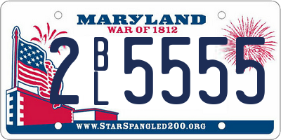 MD license plate 2BL5555