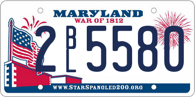 MD license plate 2BL5580