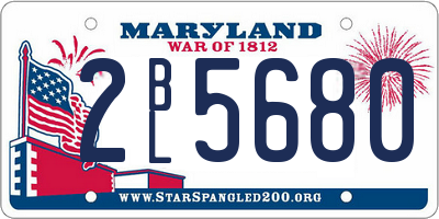 MD license plate 2BL5680