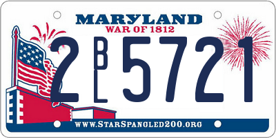MD license plate 2BL5721