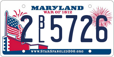 MD license plate 2BL5726