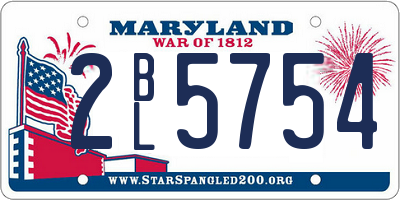 MD license plate 2BL5754