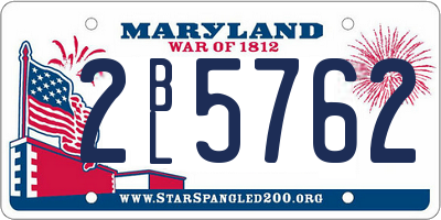MD license plate 2BL5762