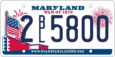 MD license plate 2BL5800
