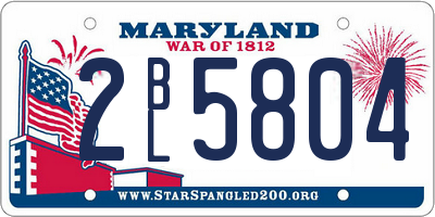 MD license plate 2BL5804