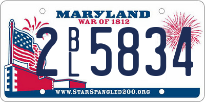 MD license plate 2BL5834