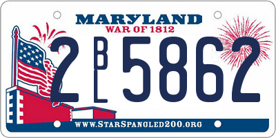 MD license plate 2BL5862