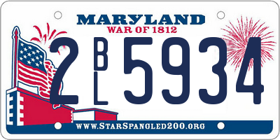MD license plate 2BL5934