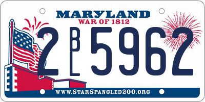 MD license plate 2BL5962