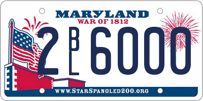 MD license plate 2BL6000