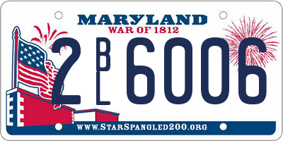 MD license plate 2BL6006