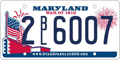 MD license plate 2BL6007