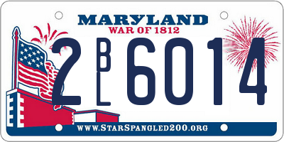 MD license plate 2BL6014