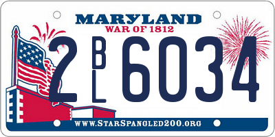 MD license plate 2BL6034
