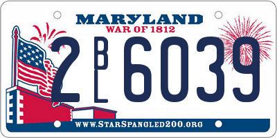 MD license plate 2BL6039