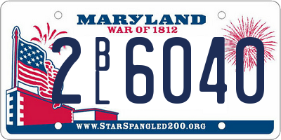 MD license plate 2BL6040