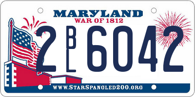 MD license plate 2BL6042