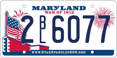 MD license plate 2BL6077