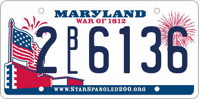 MD license plate 2BL6136