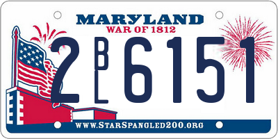 MD license plate 2BL6151