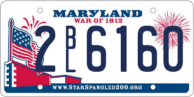 MD license plate 2BL6160