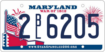 MD license plate 2BL6205