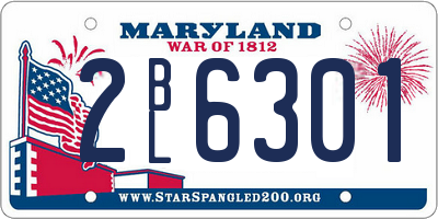 MD license plate 2BL6301