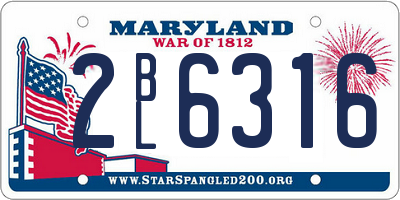 MD license plate 2BL6316