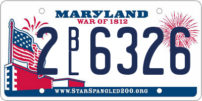MD license plate 2BL6326