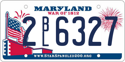 MD license plate 2BL6327