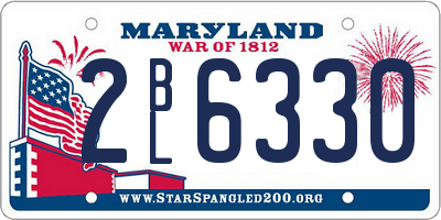 MD license plate 2BL6330