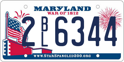 MD license plate 2BL6344