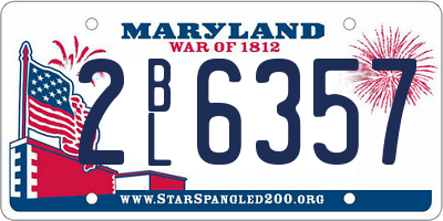 MD license plate 2BL6357