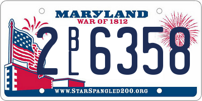 MD license plate 2BL6358