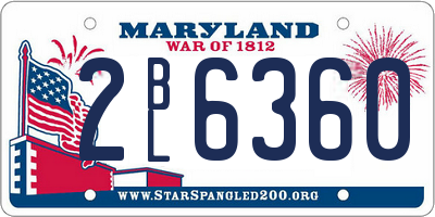 MD license plate 2BL6360