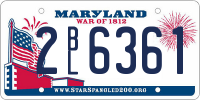MD license plate 2BL6361