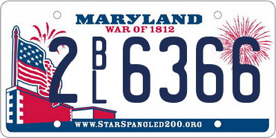 MD license plate 2BL6366