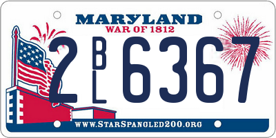 MD license plate 2BL6367