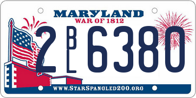MD license plate 2BL6380