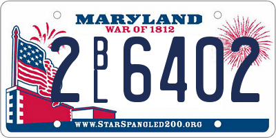 MD license plate 2BL6402